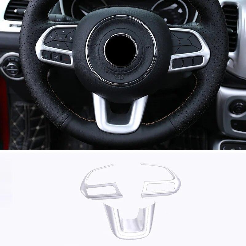 

Интерьер автомобиля, украшение на руль, накладка, наборы наклеек для Jeep Compass 2017 2018, аксессуары для интерьера ABS Chrome
