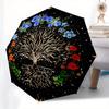 Starry Night Tree of Life Wall Art DecorUmbrella, Portable 3-Fold Compact Umbrella for Men & Women Gift