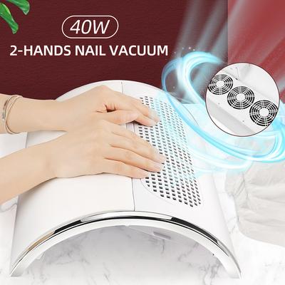 3 Fans Powerful Nail Dust Collector 40W High Suction Professional Nail Dust Extractor 2-Hands Nail Vacuum Cleaner For Manicure