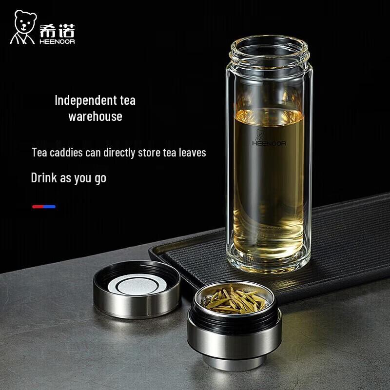 

Heenoor XN-9339 Men s Double-Layer Glass Tea Infuser Cup