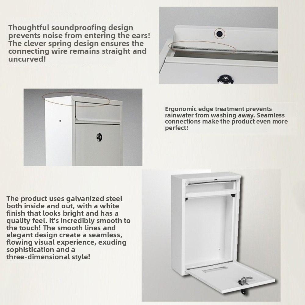 Rainproof Wall Mounted Mailbox Iron Safe Locking Tinplate Letter Boxes Rustproof Clear Window Large Mail Drop Box Outdoor
