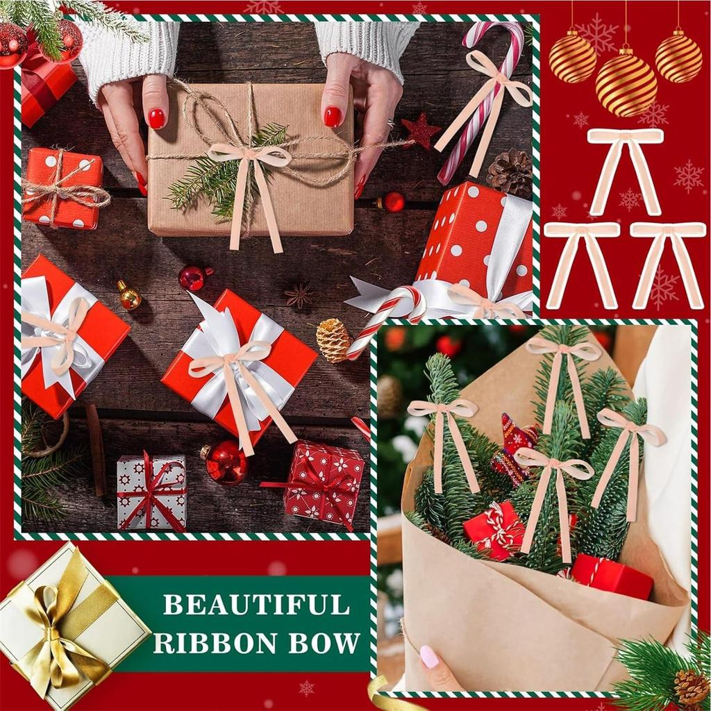 12pcs retro Burgundy Velvet Bows for Christmas Tree Decorations Wreath Garland Velvet Bows with Twist Tie 18x13x2.5cm