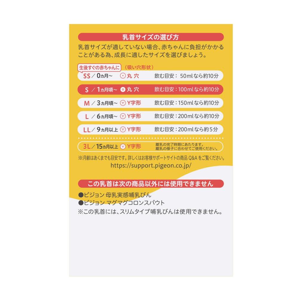 Pigeon Breastmilk Realization Round 2 pieces per for babies from 1 month to 3 Silicone rubber nipple that babies can drink naturally [Small size]