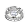 S CopperColor Exquisite Love CZ Engagement Proposal Rings for Women Heart Shape Inlaid Zircon Brass Finger Ring Wedding Gift