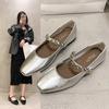 Modische Mary Jane High Heel Schuhe für Damen Neu Weiche eckige Zehenpartie Schnallenriemen Mode Flache Damenpumps Zapatos De Mujer