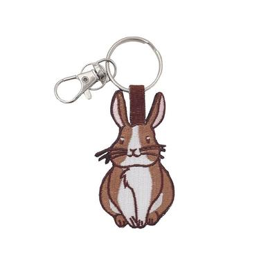 [HINIHAO HI,] 1 Pc Rabbit Double-Sided Embroidered Keychain