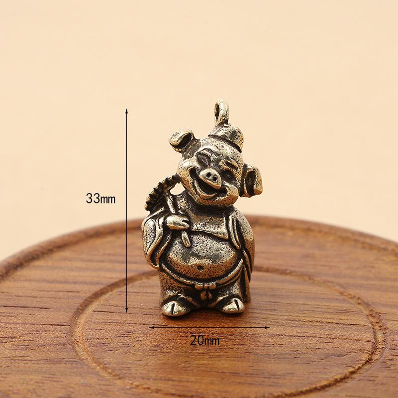 Retro Animal Character Desktop Ornament, Personalized Car Keychain Pendant, Ancient Style Lucky Feng Shui Ornament, Bronze Ware