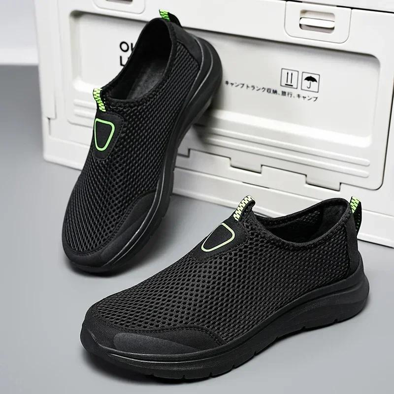 MAEDEF Men's Casual Shoes Summer Hollow Mesh Man Lightweight Walking Shoes Slip On Breathable Big Size 39-48 Driving Loafers Men