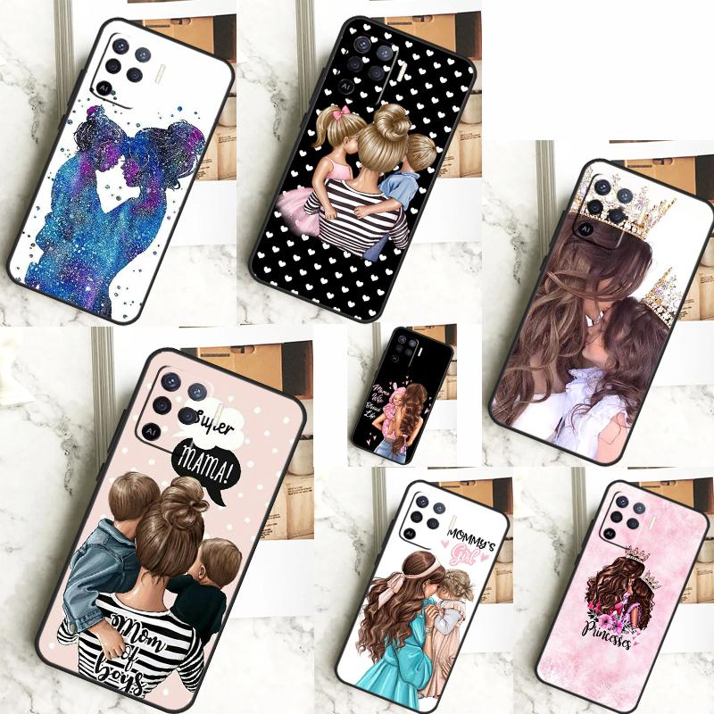 Beautiful Mother Daughter Son For OPPO A58 A78 A98 A54 A74 A94 A16 A76 A96 A5 A9 A52 A72 A79 A53S A15 A17 A57 A77 Case