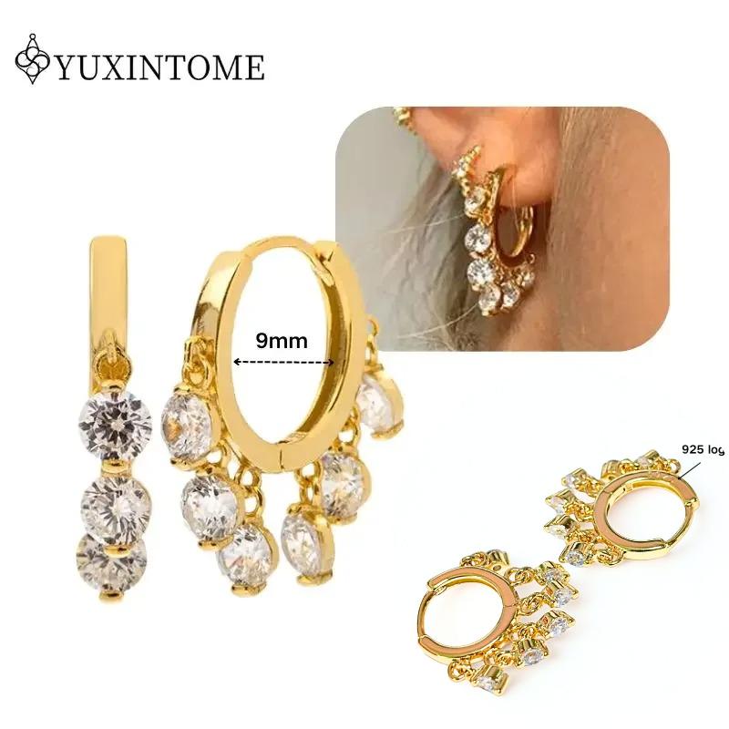 Dames 925 Zilveren Oorstekers Kristal Zirconia Waterdruppels Stud Hoops Goud Huggie Oorbellen Premium Luxe Feest Sieraden