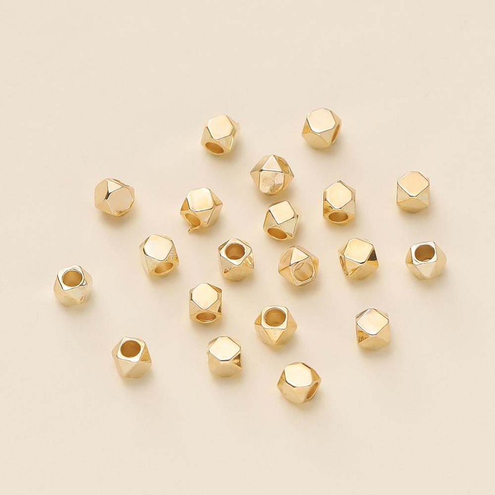 20Pcs/Pack 2*2mm 14/18K Gold Plated Polygonal Spacer Beads For Handmade DIY Jewelry Making Bracelet Necklace Accessories