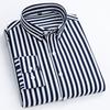 Mens Dress Shirts Striped Long Sleeve Plaid Checked Shirt Smart Casual Business Non-Ironing Korean Slim Fit Formal Blue White