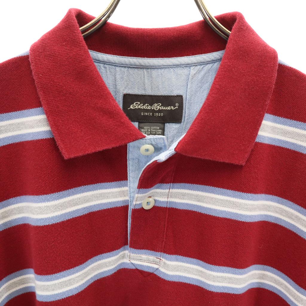 EDDIE BAUER Polohemd mit Bordürenmuster, Kurzarm, L, Piquéstoff, Herren, Gebraucht