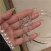Super flash premium bow stud earrings~ ins Korean new trendy earrings long fringed earrings women's earclips