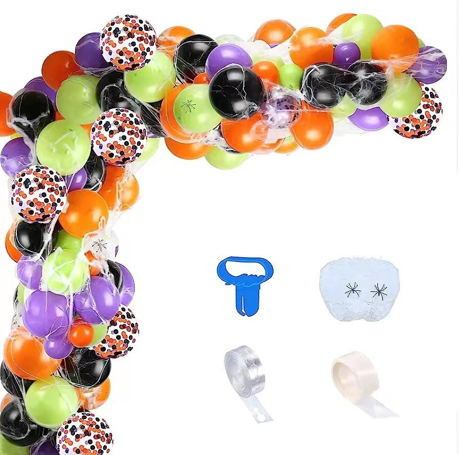Halloween Balloon Arch Set Halloween Balloon Party Background Decoration Aluminum Film Latex Balloon Set