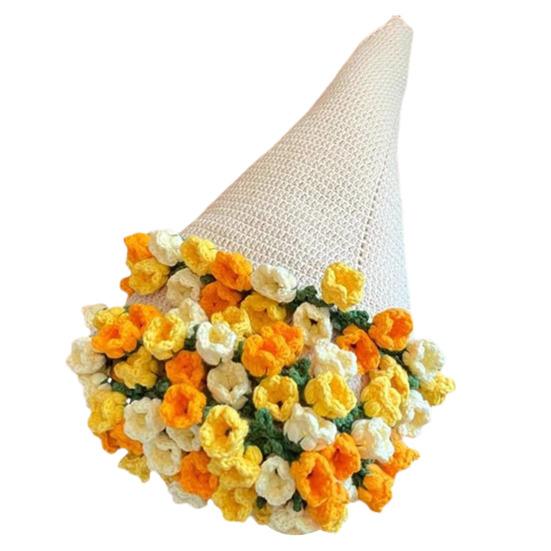 Crochet Flower Blanket Handmade Rose Bouquet Blanket Lily of The Valley Crocheted Bouquet