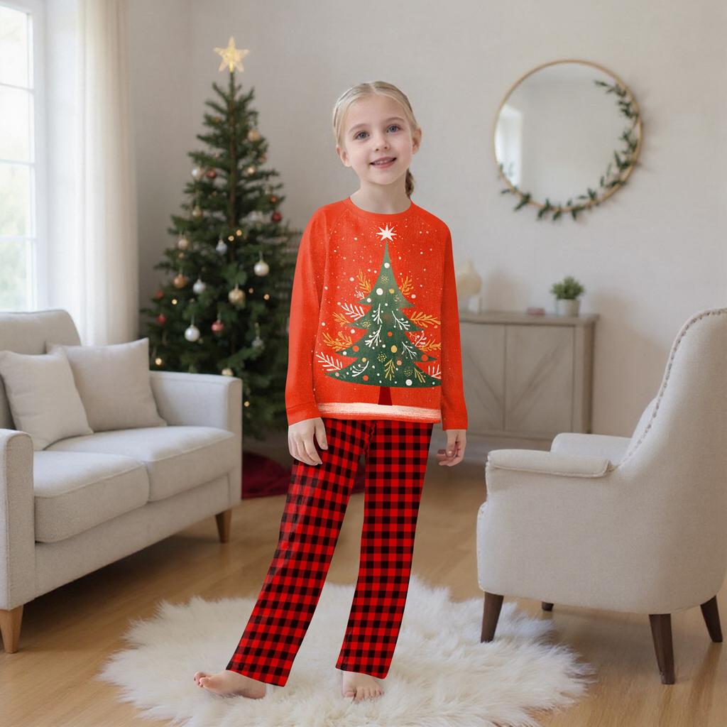 Christmas Prints Family Matching Long Sleeve Tops+Pants Set Family Matching Sets
