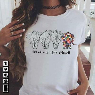 Autism Elephants It'S Ok Be A Little Different White Unisex T-shirts