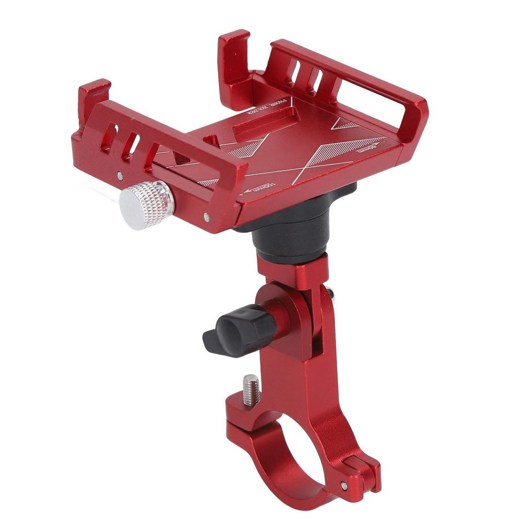 Bike Phone Mount Holder 360 Degree Rotatable Red Aluminum Alloy Handlebar Mounted Cell Phone Holder for Motorcycle