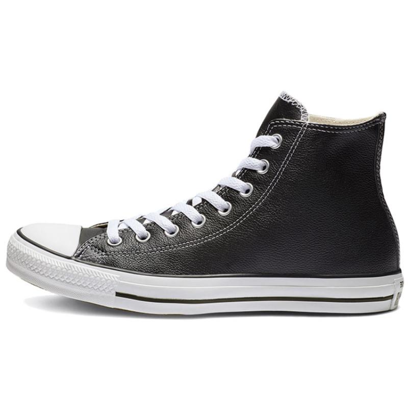 Converse All Star Leather Leather Classic Versatile High Top Espadrilles Unisex Black & White
