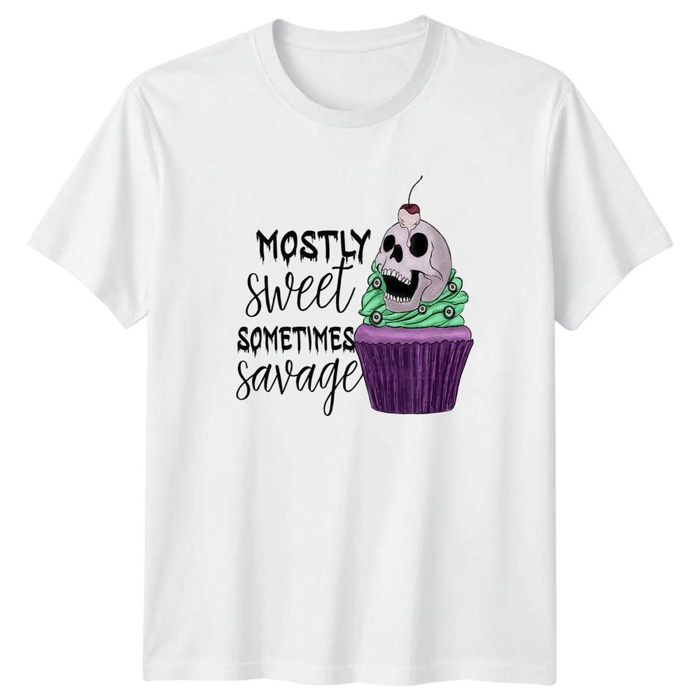 Mostly Sweet Sometimes Savage Unisexs TShirt Sarcastic Humor Halloween For Her S