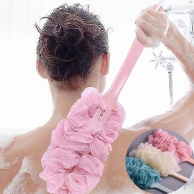 1PC lungo manico appeso morbido mesh back corpo bagno doccia spazzola spugna
