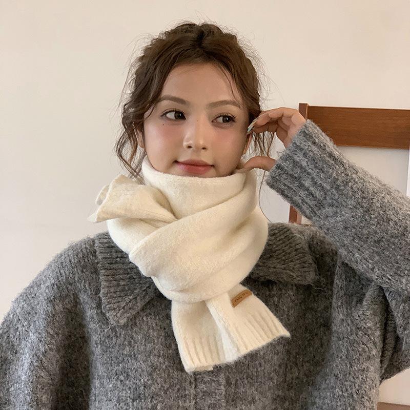 New solid color imitation cashmere scarf women's winter thickened warm versatile advanced sense age reduction cold scarf tide
