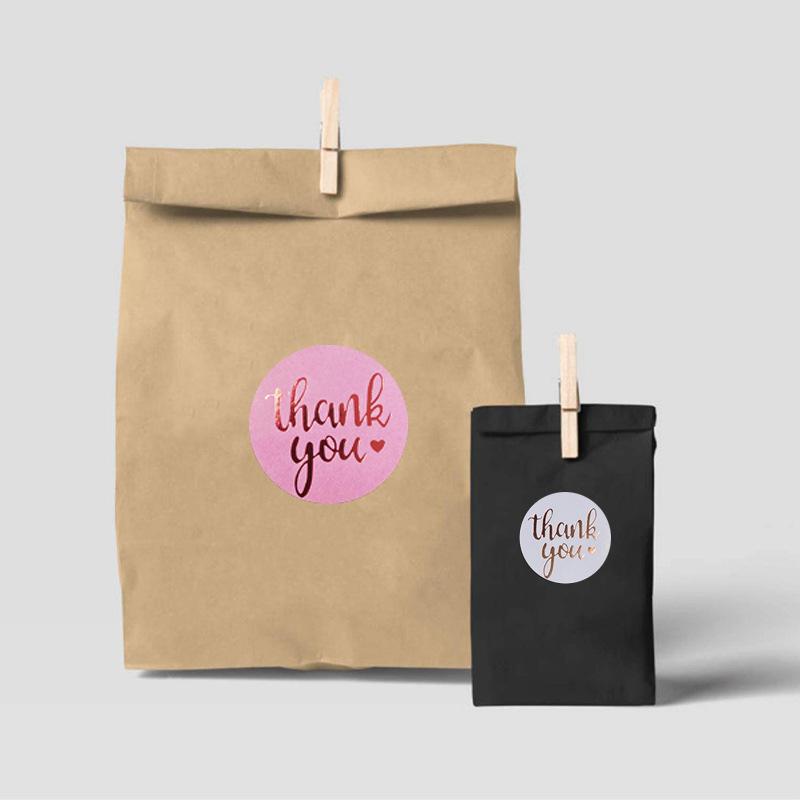 100-500 Pcs New 1.5Inch Pink White Coloful Thank You Stickers Roll For Envelope Wedding Jewelry Box Stationery Seal Lable