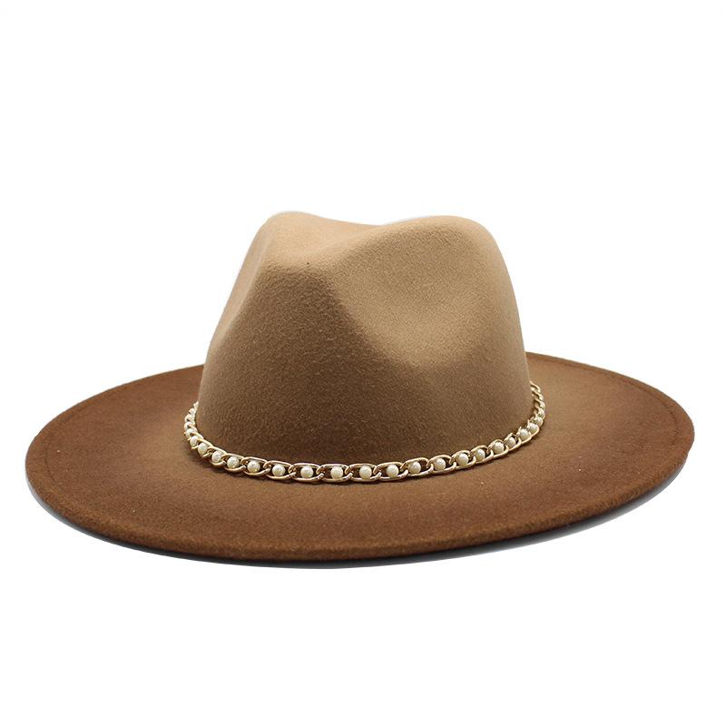 Шерстяная Цилиндр Аэрозольная Краска Постепенное Изменение Цвета Фетровая Шляпа Широкие Поля Мужская И Женская Шляпа Джаз Двухцветная Шляпа в Британском Стиле M（56-58cm）