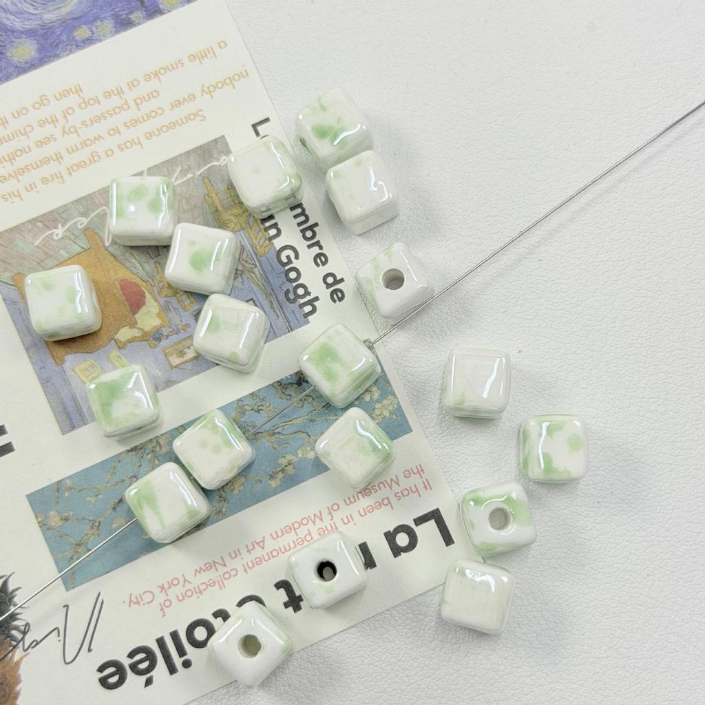 Colorful 3D Square Ceramic Beads for DIY Necklaces and Bracelets
