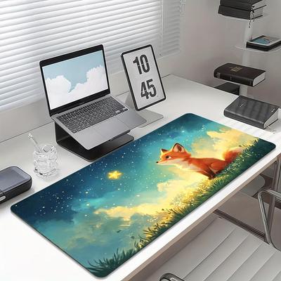 Cute Starry Sky Gaming Mouse Pad Non Slip Rubber Desk Mat Fox Cat Deer Rabbit Deskpad Gamer Office Desktop Pc Accessories