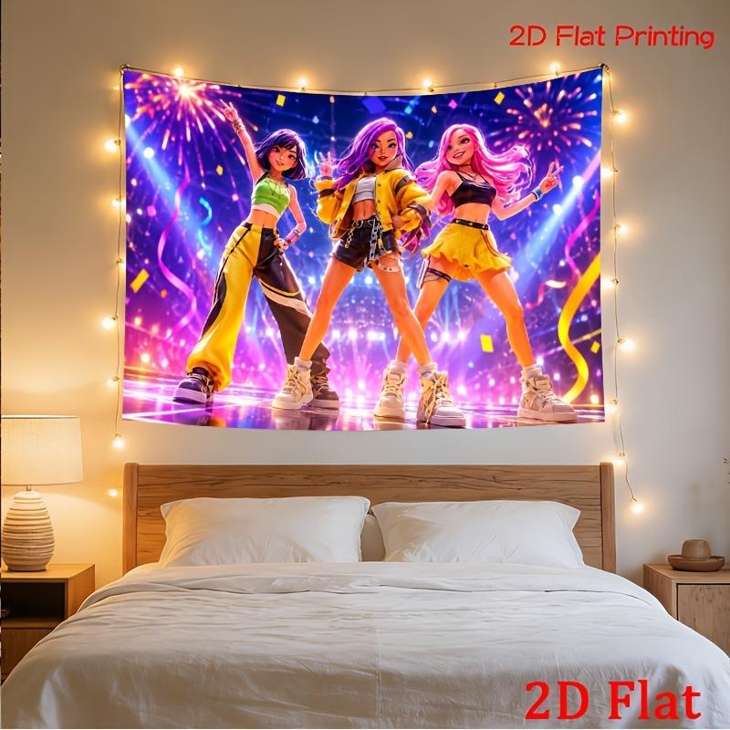 2D Flat 2D Flat Party Banner 1pc Vibrant K-pop Princess Stage Lights Colorful Lights Backdrop For Theme Party Backdrop Birthday Music Theme