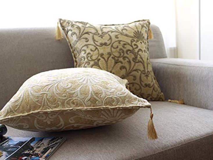 Turkish Cushion Chenille Busse Ivory Cover, 45cm, Fabric,