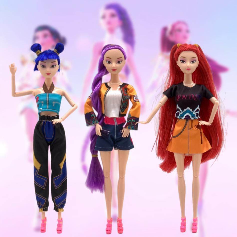 3/Pcs 30cm Anime KPop Demon Hunters Girl Group RUMI MIRA ZOEY Vinyl Doll Figurine Figure Action Pvc Models Toy Ornaments Gift