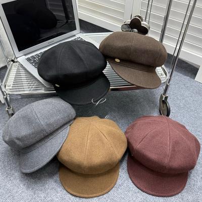 New Korean Style Retro Octagonal Hat for Women In Autumn and Winter Versatile Face Showing Tabloid Hat  British Style Painter Hat  Peaked Hat  Trendy