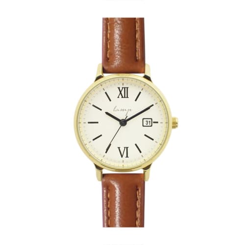 Lamp Watch with Date Display and Simple Belt, H03419A-1, BR, Women's, Brown