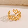 Stainless Steel Hollow Heart Ring For Women Open Adjustable Ring Party Jewelry Festival Gift