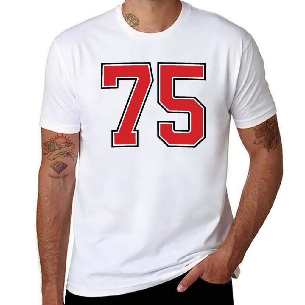 Sports Number 75 Red Black Color Lucky Sport Seventy Five Tshirt Quick Dry Training Short Sleeve Tee