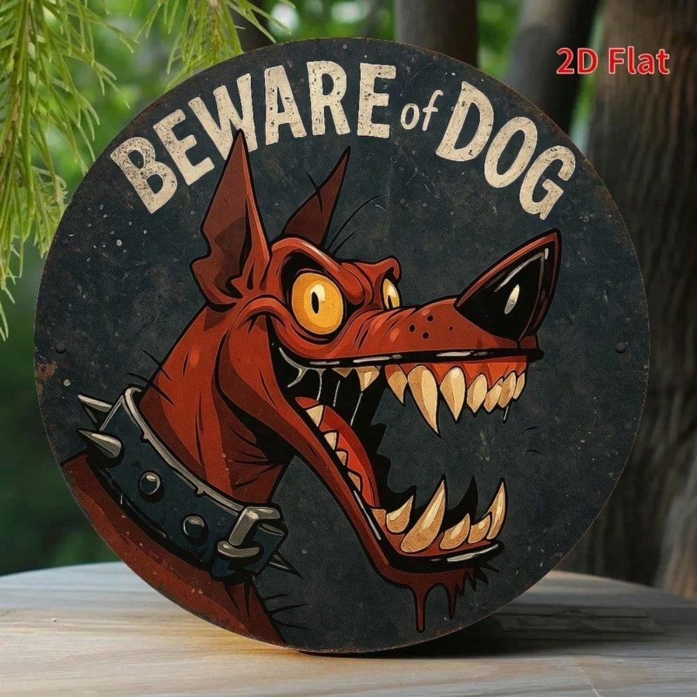 Beware of Aggressive Dog Metal Wall Poster, Garage Sign