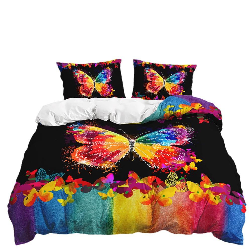 Three-Piece Butterfly Animal Extremely Windy Quilt Cover Two-Piece Bedding Kit Flowers