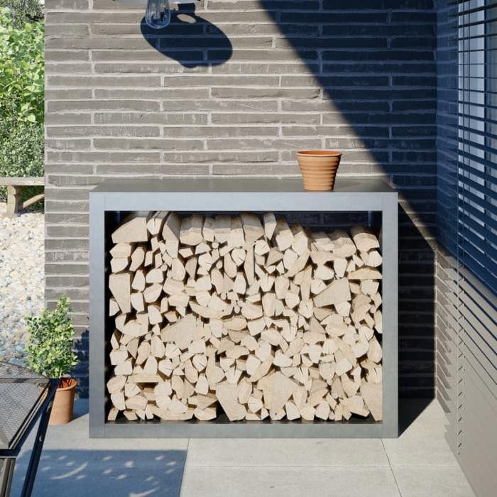 VidaXL Portant de bois de chauffage 100x40x80 cm acier galvanisé, magasin de bûches, porte-bûches de cheminée, support de 850980