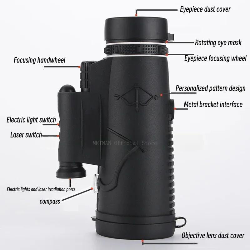 Powerful Zoom HD Bak4 50x60 Portable Powerful Binoculars Long Range Professional Telescope Monocular for Hunting