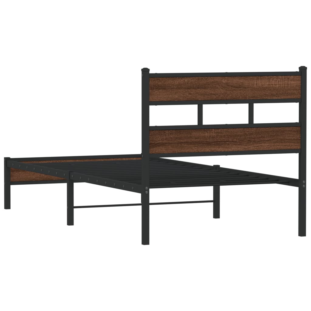 Bed Frame without Mattress Brown Oak Look 90x190 cm Engineered Wood