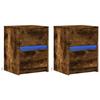 VidaXL Bedside Cabinets and LED Lights 2 Pcs Smoked Oak 852042