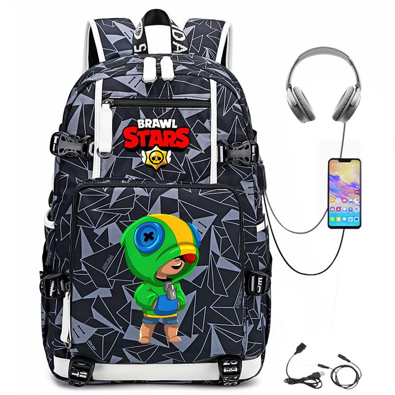 Mochila Periférica Brawl Stars Com Usb Mochila de Estudante para Viagem ao Ar Livre Mochila de Montanhismo de Grande Capacidade