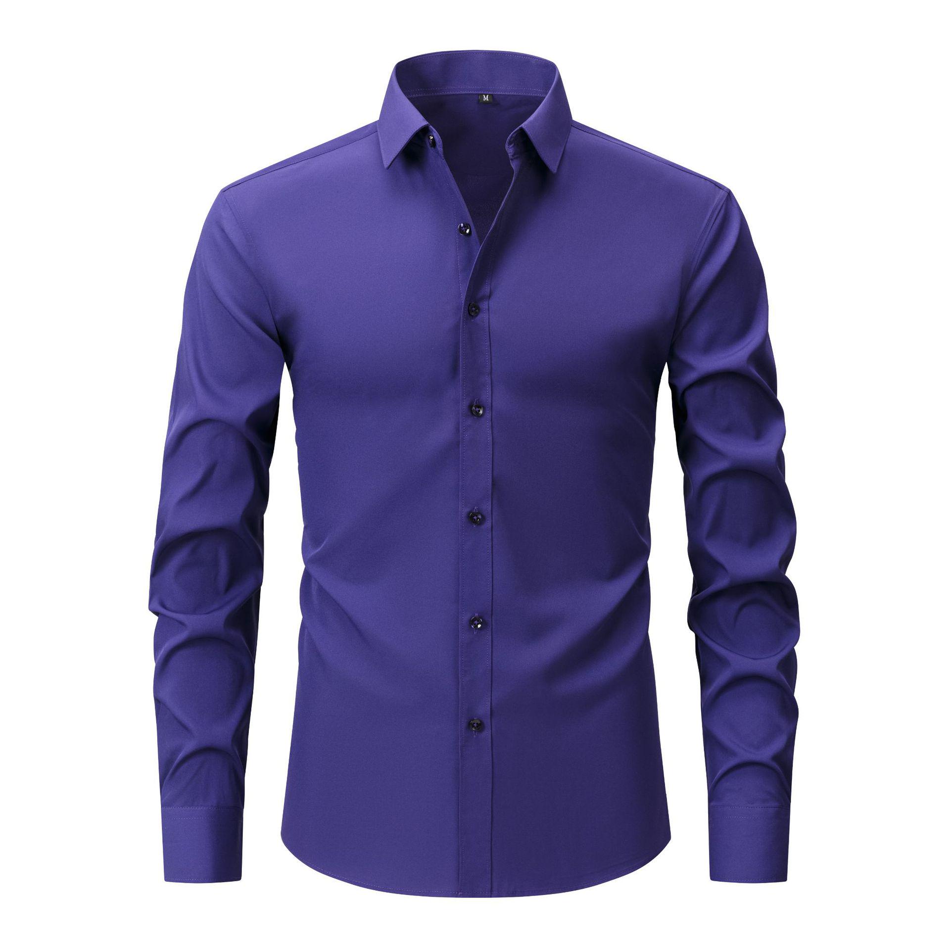 Men s Cross-Border Four-Way Stretch Non-Iron Anti-Wrinkle Long-Sleeve Shirt XXL