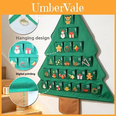 Christmas Tree Shape Storage Bag With 24 Pockets For Wall Mounting And Dorm Organization