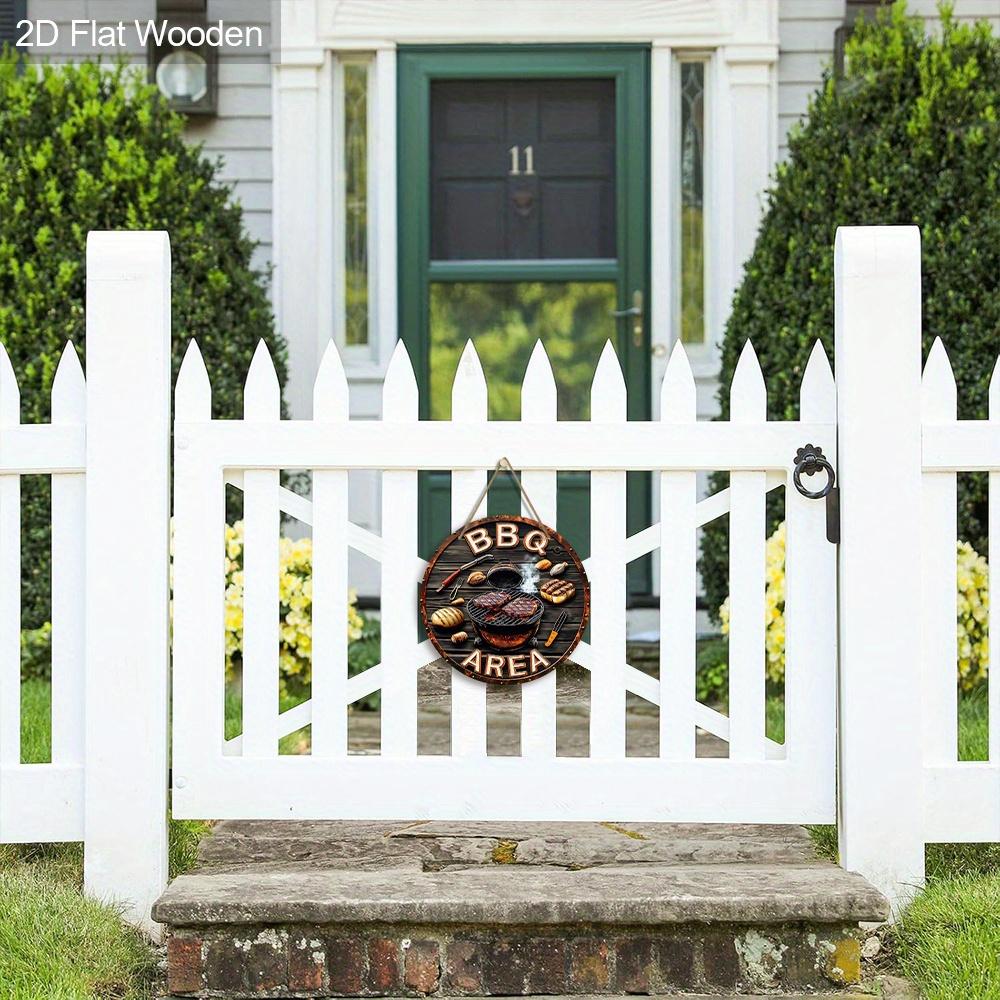 Vintage-Inspired BBQ Area Wooden Sign - Grill-Themed Outdoor Decor with Steak & Tools Imagery - Retro BBQ Decorative Plaque
