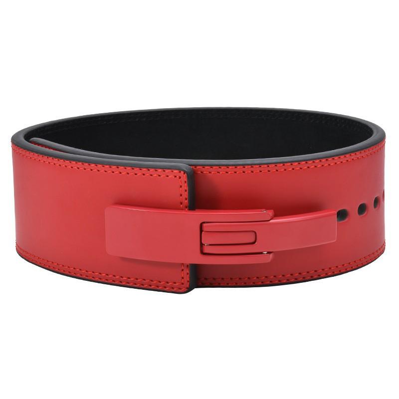 Cowhide Single-row Lever Fitness Belt Sports Protective Gear Weight-bearing Squat Hard-drawn Training Waist Protection Strength Weightlifting red
