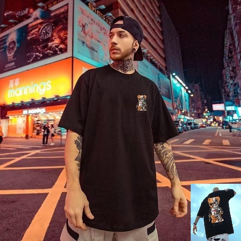Top Estivo Girocollo Stampa Orsetto 3D Moda Casual Manica Corta T-shirt da Uomo